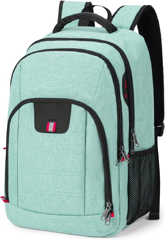 Della Gao Travel Laptop Backpack, Anti Theft Backpack for Men and Women with USB Slit Business Computer Backpack Bag (Green, 15.6 Inch)