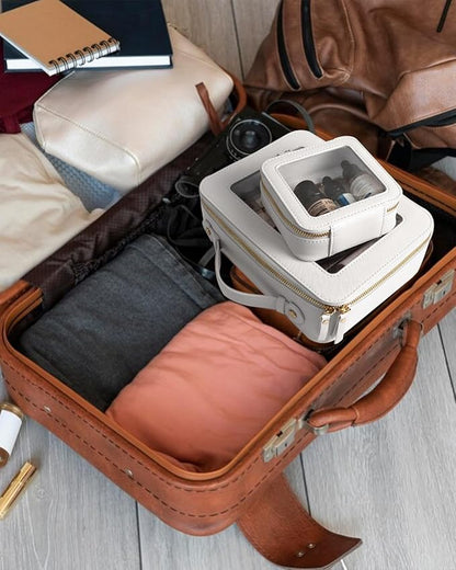 Travel Clear Makeup Bag Set, TSA Approved Cosmetic Bag Case with Zipper Portable Makeup Pouch Toiletry Bag Women Traveling Cosmetic Organizer Storage Bag Car Organizer Car Essentials for Women