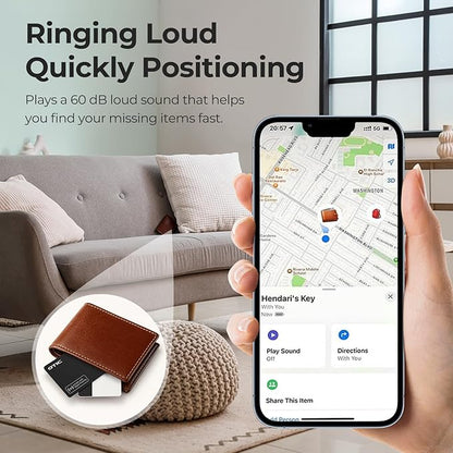 OTIC Wallet Tracker Card, Ultra-Thin 1.7MM Rechargeable Finder, Up to 10-Month Use, Works with Apple Find My (iOS), Locator for Wallet, Luggage, Passport, IP67 Waterproof, 1 Pack