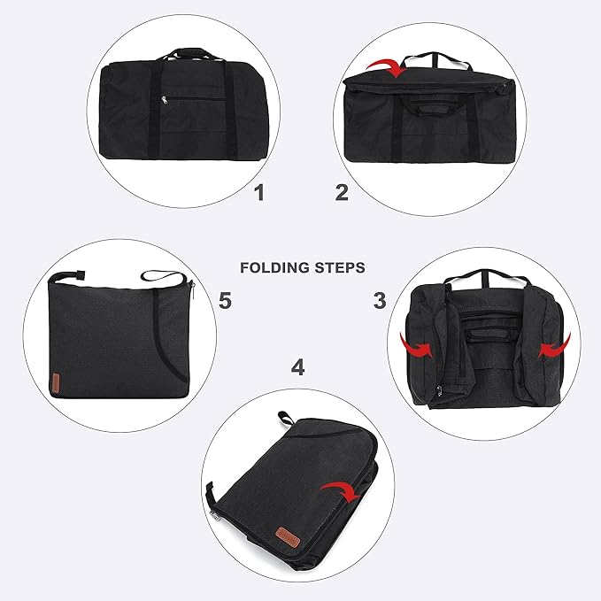 80L Duffle Bag for Travel, Large Foldable Waterproof Travel Duffel Bags Weekender Overnight Bag for Men and Women with Shoe Compartment (Black)