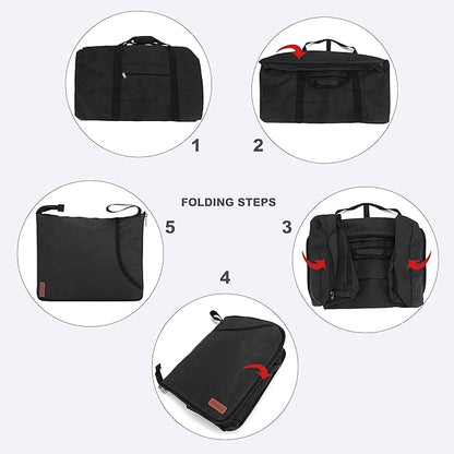 80L Duffle Bag for Travel, Large Foldable Waterproof Travel Duffel Bags Weekender Overnight Bag for Men and Women with Shoe Compartment (Black)