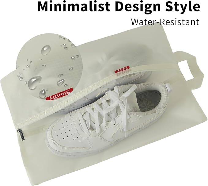 6pcs Portable Shoe Organizer, Travel Pouches with Zipper, Golf Shoe Bags, Clothes Bags, Soccer Cleats Bag Shoe Pouch for Gym, Waterproof, Odor-Resistant (White)