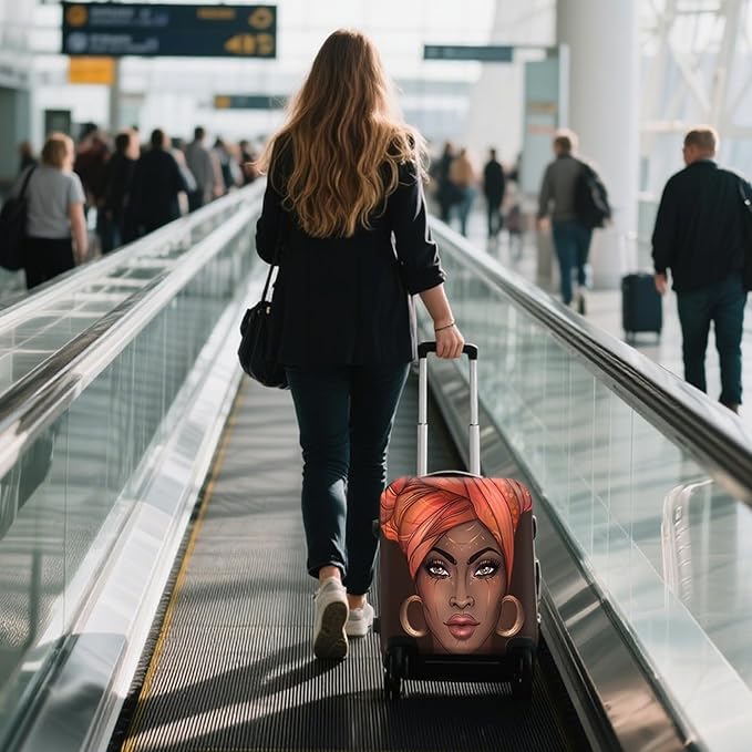 WUJIAONIAO Travel Luggage Cover Baggage Suitcase Cover Protector Skins 18-32 Inch (Brown A10, L (for 25-28 inch luggage))