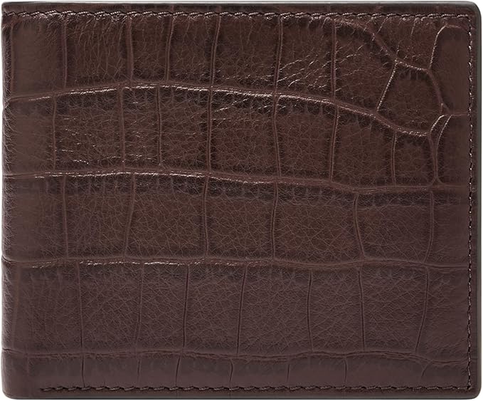 Fossil Men's Derrick Leather RFID-Blocking Bifold with Coin Pocket Wallet