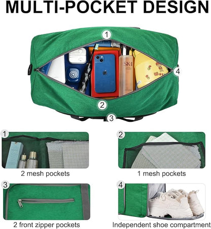 Felipe Varela Duffle Bag with Shoes Compartment and Adjustable Strap,Foldable Travel Duffel Bags for Men Women,Waterproof Duffel Bags