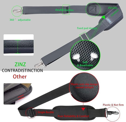 ZINZ 79 inch Shoulder Strap, Extra-thick Fixed Cushion Pad and Dual Clasps Universal Replacement Strap with Metal Swivel Hooks for Laptop Bags, Luggage Bags, Camera, Crossbody (200cm,Dark Gray)