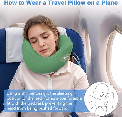 jiaao Travel Neck Pillow, Memory Foam Travel Pillow, Includes 3D Eye Masks, Earplugs, and Storage Bag, U-Shaped Napping Pillow for Airplanes, Cars, Trains, Home