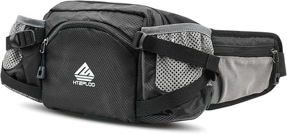 Fanny Pack Waist Bag with Water Bottle Holder for Men Women Running Hiking Travel Dog Walking Workout Cycling Outdoor (Black)