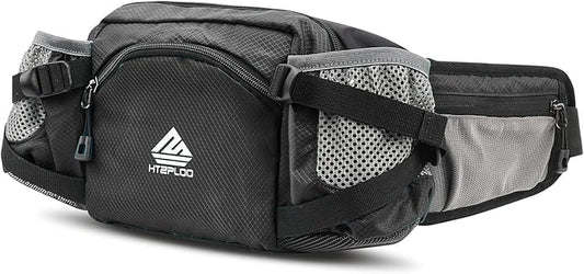 Fanny Pack Waist Bag with Water Bottle Holder for Men Women Running Hiking Travel Dog Walking Workout Cycling Outdoor (Black)