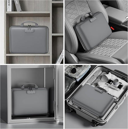 DocSafe Fireproof File Organizer with Lock, Hard-Shell Case Fireproof Document Box with 13 Pocket Accordion File Folder, Portable Home Office Travel Safe Storage for Important Documents Laptop Gray