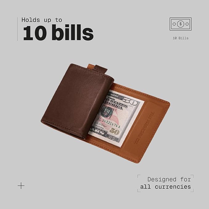 The Frenchie Co. - AirTag Speed Wallet Mini - Ultra-slim RFID blocking card holder with AirTag pocket - Minimalist front pocket wallet - Full-grain Italian leather