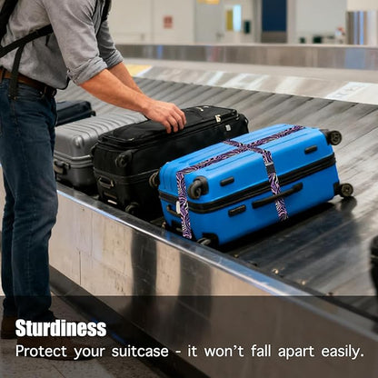 Nuxovilar Luggage Straps of 2 Set Purple Pink Black Zebra Pattern, 1.96x90.5 inches - Luggage Straps for Suitcases, Good for Adventure Trips, Outdoor Travel, Casual Use