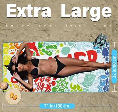 2 Pack Microfiber Lightweight Beach Towel Sand Free Quick Dry Absorbent Thin Compact Towels for Swimming Pool Camping Beach Accessories Large Easy Pack Travel Things for Vacation Essentials Gift