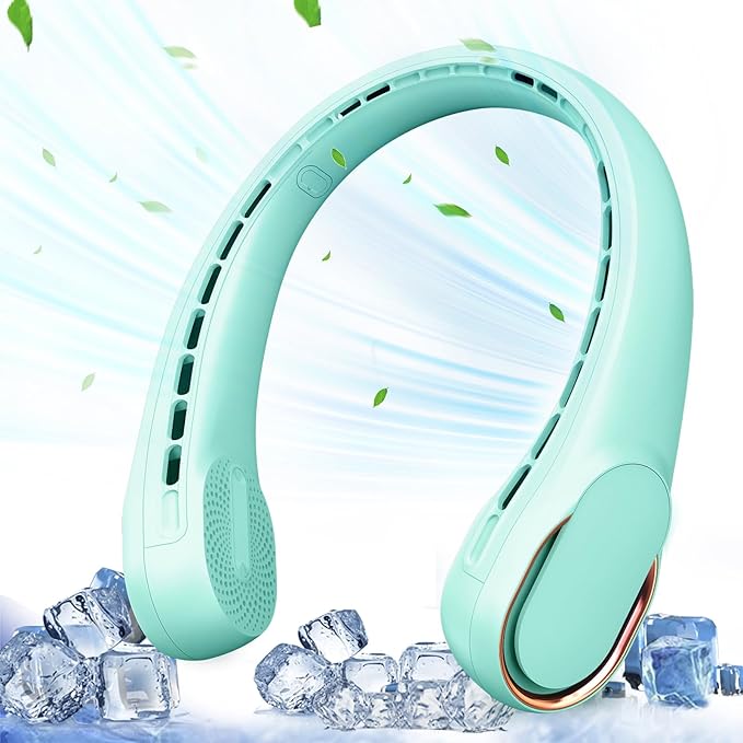 Portable Neck Fan, Neck Fans for Women, 4000 mAh Rechargeable Personal Fan,360° Hands Free Bladeless Fan, 3 Speeds Adjustable, Faster Cooling, Super Quiet, Suitable for Home, Office, Travel