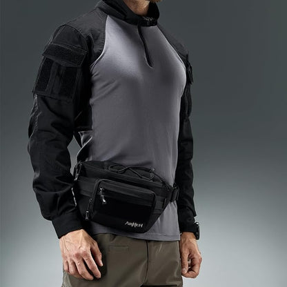 3.5L Military Tactical Fanny Pack | Molle, Quick Access, EDC, Hiking, Travel, Fit Most Men's Waist (Black)