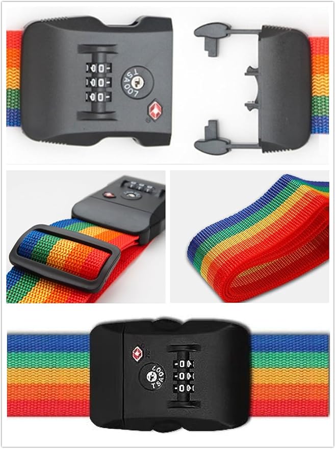 Travel Luggage Strap Adjustable Suitcase Packing Belt with TSA Combination Lock