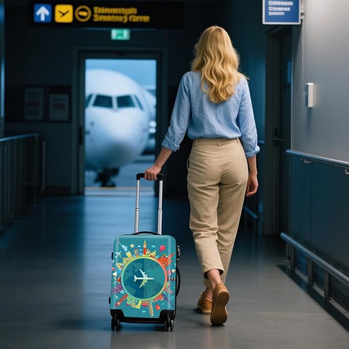 WUJIAONIAO Travel Luggage Cover Baggage Suitcase Cover Protector Skins 18-32 Inch (A15 Go Travel, M (for 22-24 inch luggage))