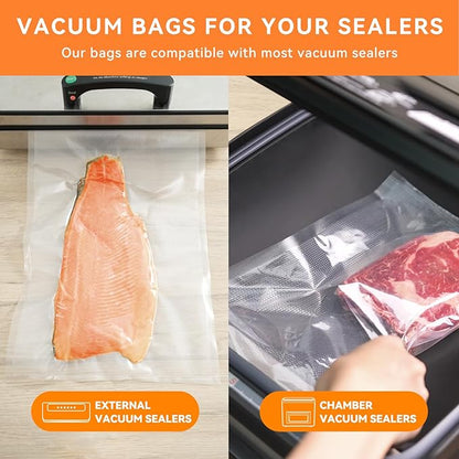 Wevac Family Pack Vacuum Sealer Bags Rolls with Dispenser – 6"x10" (50pcs), 8"x12" (70pcs), 8"x20' & 11"x20' Rolls, Heavy Duty, Leakproof, Ideal for Sous Vide, Meal Prep, Food Saver