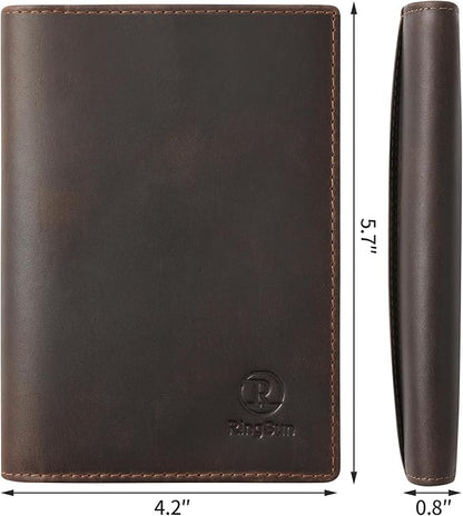 Ringsun Leather Passport Cover for Men Women, RFID Passport Wallet Case Travel Passport Holder for Family