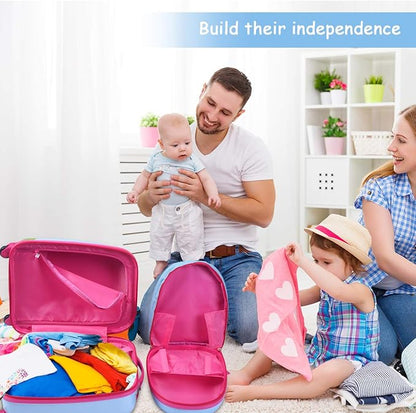 HONEY JOY Kids Luggage, 12” Travel Backpack & 16” Hard Shell Toddler Suitcase, Children Rolling Luggage with Wheels, Retractable Handle & 4 Casters, 2Pcs Carry On Luggage Set for Boys Girls(Deer)