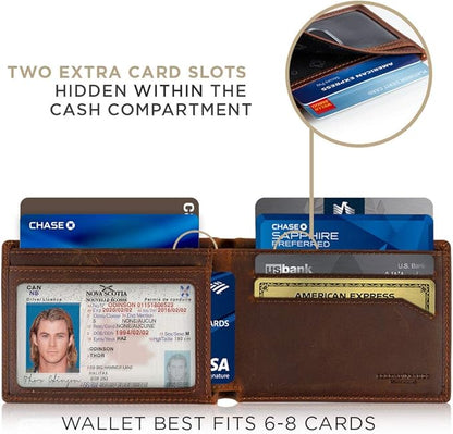 SERMAN BRANDS Mens Slim Bifold Wallet RFID Blocking Minimalist Front Pocket Wallets for Men - Thin & Stylish