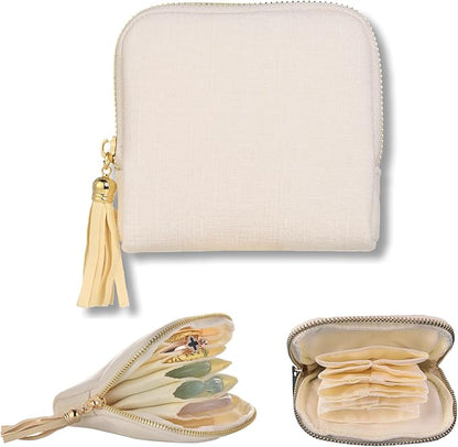 Small Travel Jewelry Case, Soft Velvet Organizer Pouch for Bangle, Bracelets, Large Earrings, Beaded necklace, Anti-Scratch & Portable Jewelry Bag Holder for Travel & Everyday Use (Ivory White)