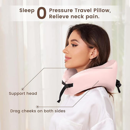 THXSILK 100% Mulberry Silk Neck Pillow for Traveling, Pure Memory Foam Travel Pillow for airplanes, Travel Neck Pillow for Sleeping, Head and Neck Support, neck pillow with Storage Bag (Charming Pink)