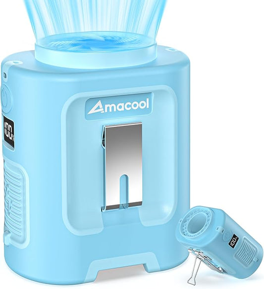 AMACOOL Mini Portable Waist Fan Clip on, 13000RPM 4-Speeds Personal Neck Fans, Up to 24H Battery Life, Rechargeable Wearable Shirt Belt Fan for Outdoor Work Jobsite Travel Camping, Gifts for Men