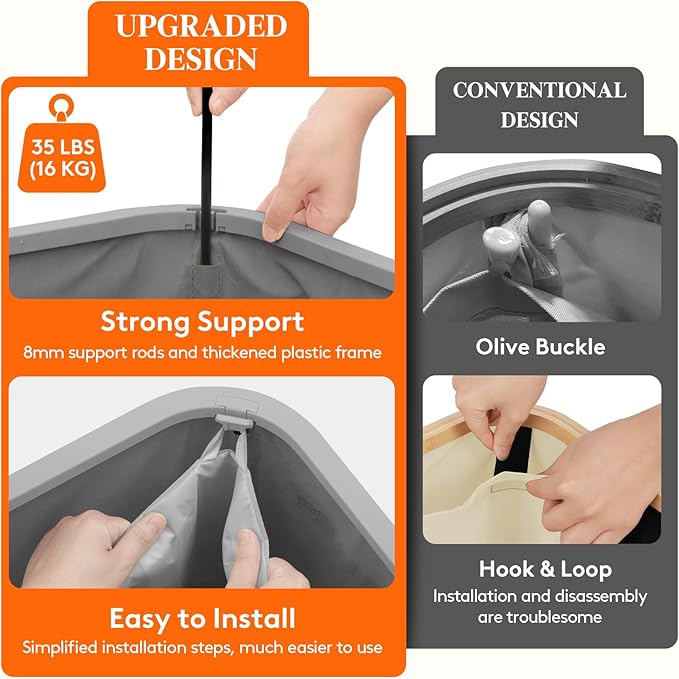 Lifewit 85L Laundry Basket with Lid, Large Laundry Hamper with Plastic Handles and Removable Bag, Foldable Tall Dirty Clothes Hampers for Laundry for Laundry Room, Bedroom, Bathroom, Dorm, Light Gray