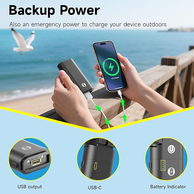 HandFan 10400mAh Powerful Handheld Fan, 40Hrs Long-Lasted Hand Fan Rechargeable, Mini Personal Fans Foldable, Heavy Duty Battery Fans Portable for Travel Beach Concerts Cruise Makeup(Blue Blade)