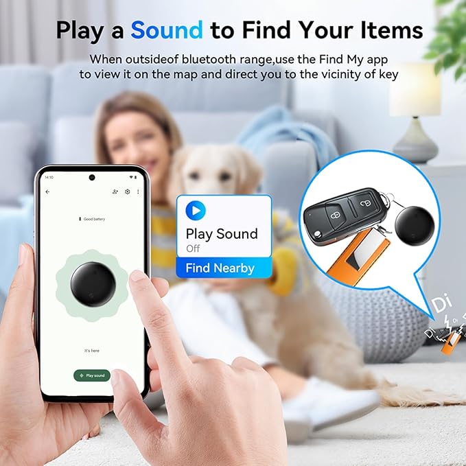 Bluetooth Smart Tags for Android,Air Tracker Tags-4 Pack Android,Keys Finder,Item Locator Works with Google Find Hub App(Android only),Android Tracker Tag for Keys,Luggages (White&Black)