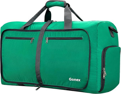 Gonex 40L 60L 80L 100L 150L Large Foldable Travel Duffle Bag with Shoes Compartment, Packable Lightweight Water Repellent Duffel Bag for Camping Gym Weekender Bag