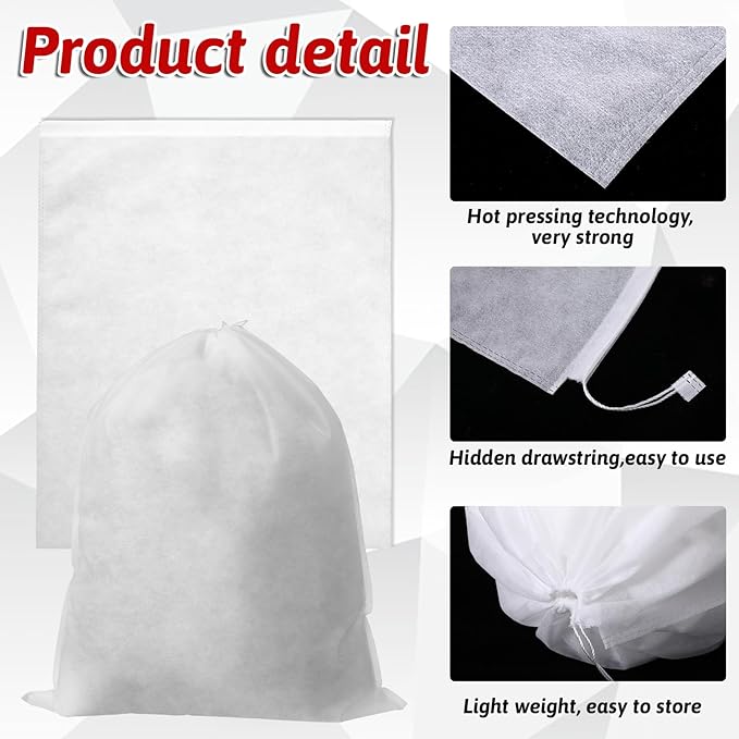 100pcs Dust Bags for Purses Storage Bags for Handbags Drawstring Purse Covers for Dust and Storage 15.7in x 18.89in Breathable Non-woven Fabric Storage Pouch String Bag Travel Shoe Dust Bags