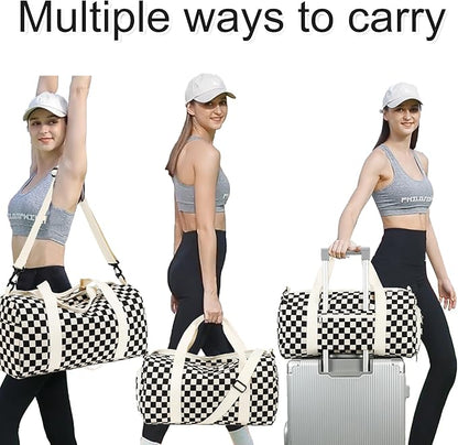 BLUBOON Duffle Bag Girls Kids Cute Gym Bag with Shoes Compartment & Wet Separation Waterproof Sports Overnight Travel Bag