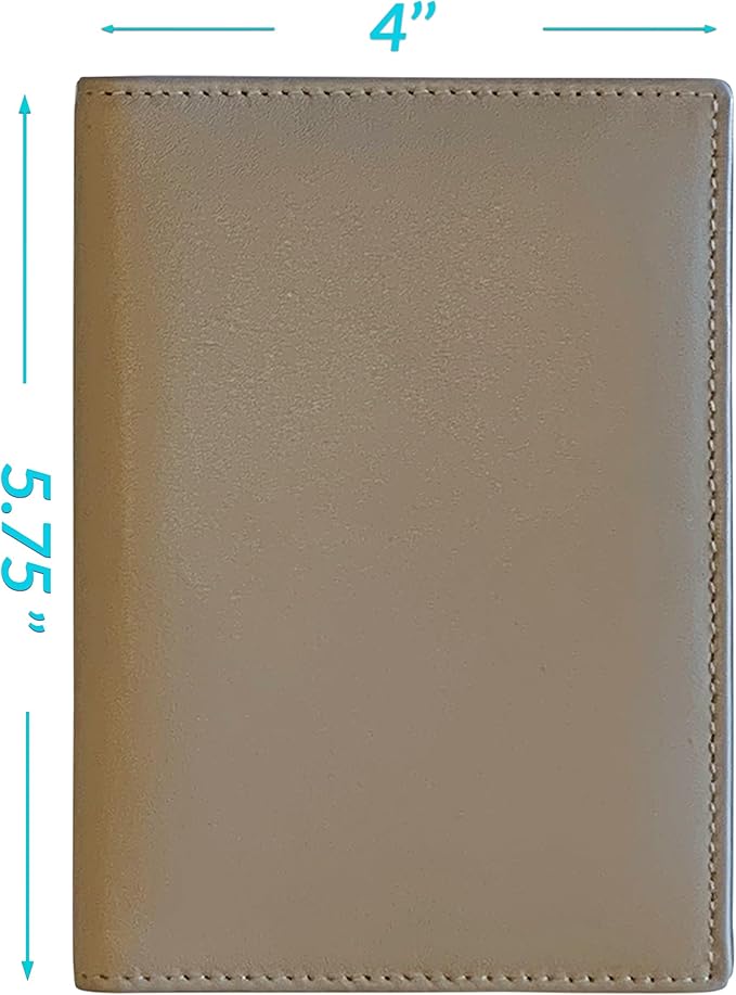 Personalized Monogrammed Taupe Leather RFID Passport Wallet and Luggage Tag