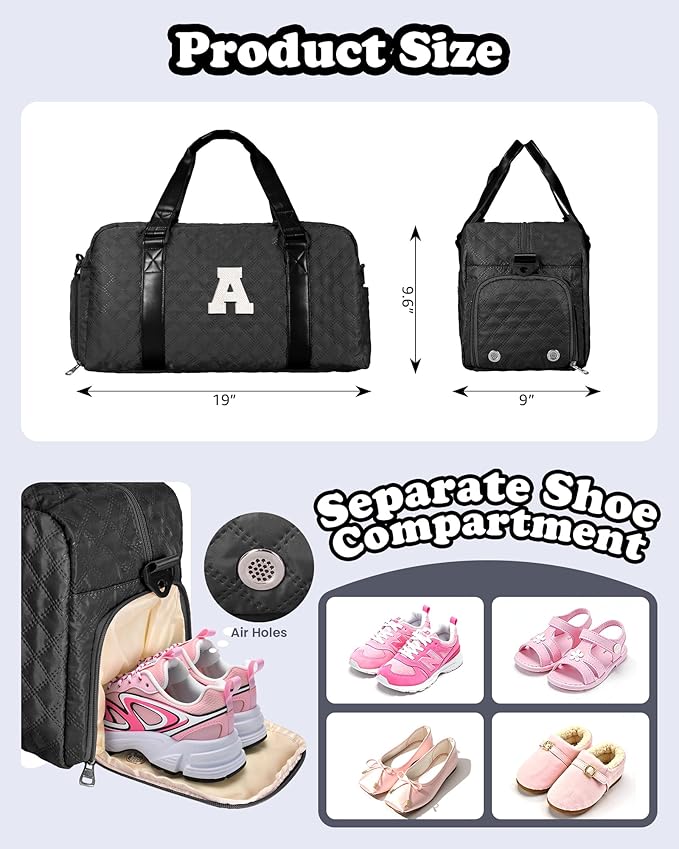 Personalized Gifts for Girls 8-18 Age, Initial Travel Duffel Bag, Gym Bag, Gift for Kids, Monogram Overnight Bag, Niece Gifts Mother In Law Gifts Birthday Gifts, Graduation Gifts