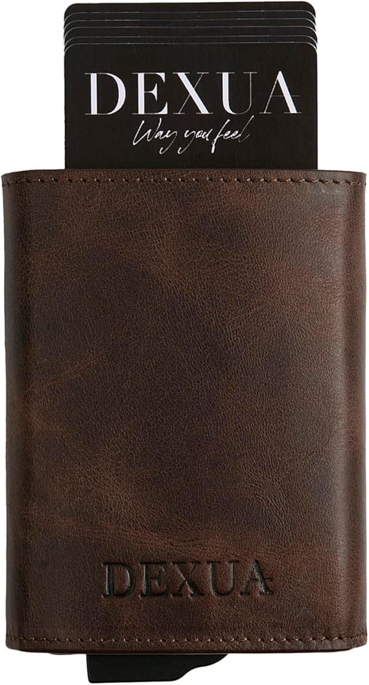 Mens Wallet, Premium Leather Slim Wallet, RFID Blocking Pop-Up Card Holder, Extra Credit Card Slots, Cash Slot, Magnetic Closure, Christmas Gift Ready Gift Box Included