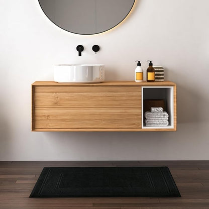 Avalon Towels Black Bath Mat - 100% Cotton Set of 2 Absorbent Bathmat - Bathroom Mats Quick Dry Bath Mats for Bathrooms (22x34 Inches)