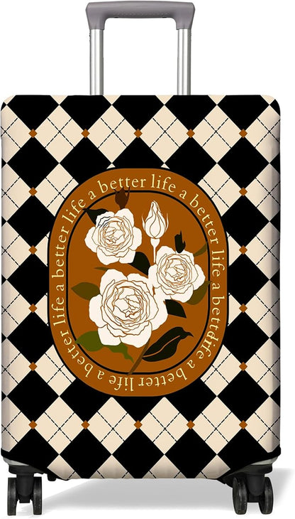 Travel Luggage Cover Suitcase Protector Fits 18-32 Inch Wheel Covers PatternedTravel Related Items Flower Luggage Protector Elastic S