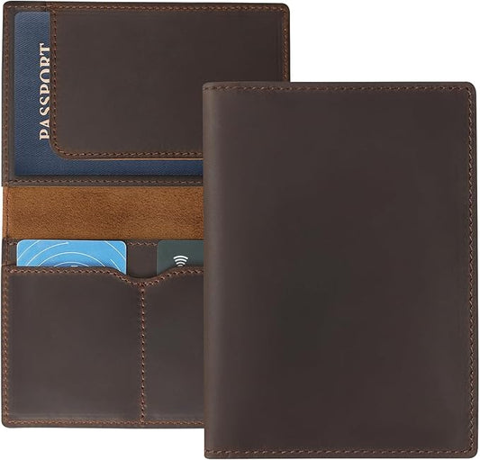 Jack&Chris Leather Passport Holder, Handmade Passport cover, Travel Wallet Cover Case for Men and Women, Leather Travel Documents Organizer Protector, JC107