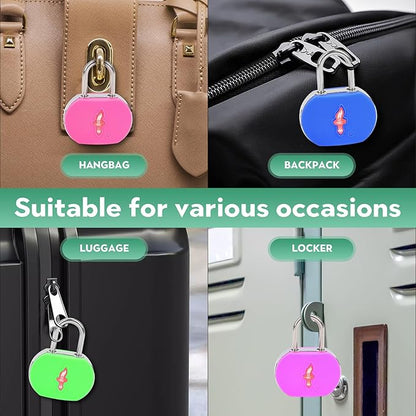 Lock for Luggage TSA Approved and 6 Tags, Luggage Lock with Key and Chrome Ring Around Body, Suit for Suitcase,Luggage,Backpack,Laptop Bag,Locker 6 Pack Color Mixed