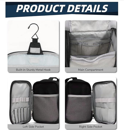 Buruis Large Toiletry Bag for Women and Men, Hanging Travel Bag for Makeup, Cosmetics, Shaving, Toiletries, Water-Resistant Dopp Kit for Gym, Camping, or Daily Use, Black