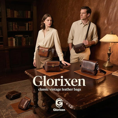 Outdoor Ready Water Resistant Leather Waist Pack for Men Hiking Riding Travel Fanny Bag with Phone Pocket Gifts for Men (Red&Black)