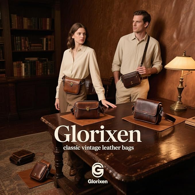 Outdoor Ready Water Resistant Leather Waist Pack for Men Hiking Riding Travel Fanny Bag with Phone Pocket Gifts for Men (Brown&Black)