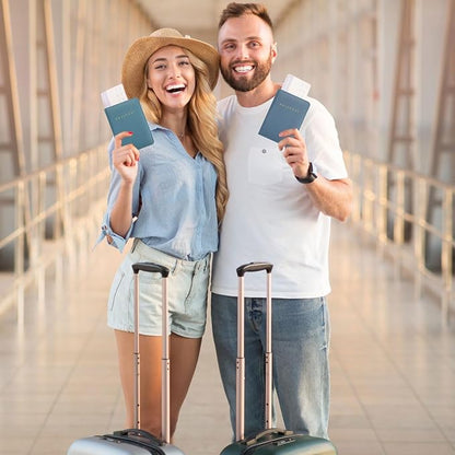 Frienda 2 Pieces Bridal Passport Covers Holder Waterproof Leather Holder Covers Travel Wallet Passport Case for Women and Men