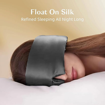 Silk Sleep Mask for Women and Men, Side Sleeper, 22 Momme Pure Mulberry Silk Total Blackout 100% Mulberry Eye Mask with Adjustable Headband Full Size, Eye Masks for Sleeping and Travel