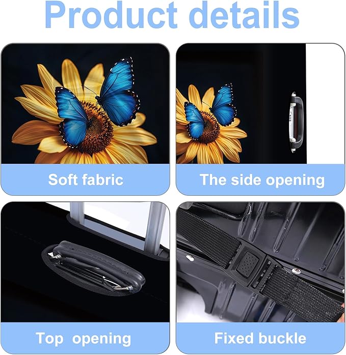 Luggage Cover Washable Suitcase Protector Anti-scratch Suitcase cover Fits 20-34 Inch Luggage (Sunflower, XL(32-34inch suitcase))