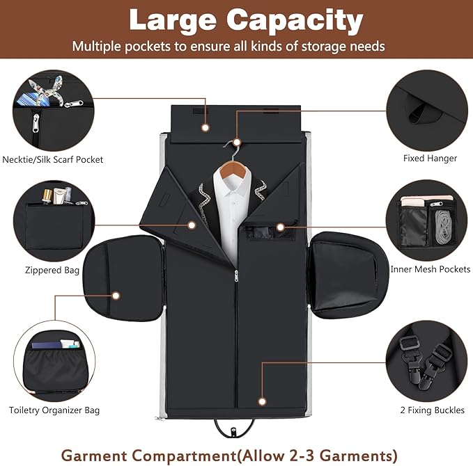 Garment Duffel Bag for Travel - ITIEZY Convertible Carry on Garment Duffel Travel Bag for Women Men Large Weekender Bag with Shoes Pouch 2 in 1 Hanging Suit Travel Duffel Bag 3pcs Set