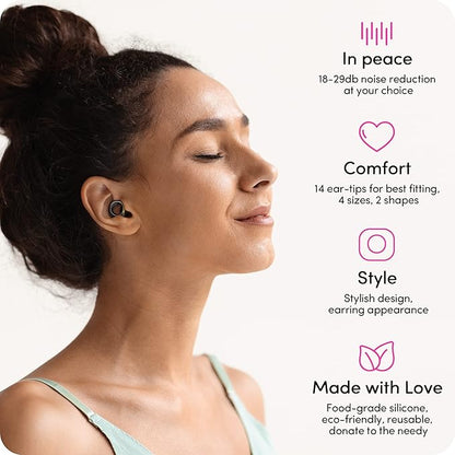 Audree Style Ear Plugs for Noise Reduction, Reusable High Fidelity Earplugs for Concerts, Musicians, Motorcycles, Study, Parent, Party, Flights & Noise Sensitivity, 18-29dB Noise Cancelling, Black