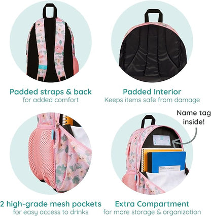 Wildkin JumpOff Jo 15-inch Kids Backpack – Durable, Adjustable, Ideal for School - Floral Watercolor